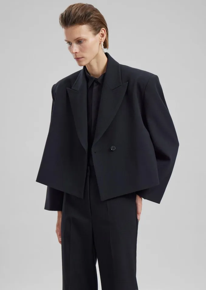 Women The Frankie Shop Outerwear Layne Cropped Blazer Black