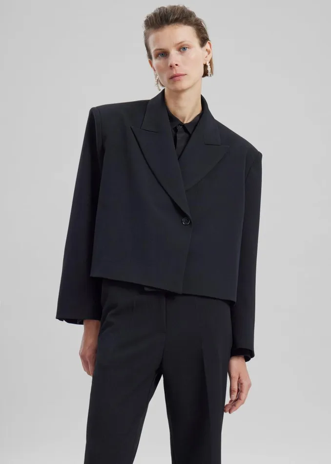 Women The Frankie Shop Outerwear Layne Cropped Blazer Black