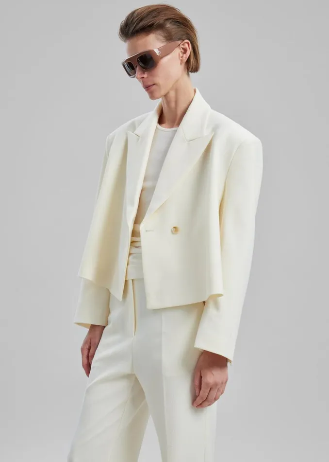 Women The Frankie Shop Outerwear Layne Cropped Blazer Off White