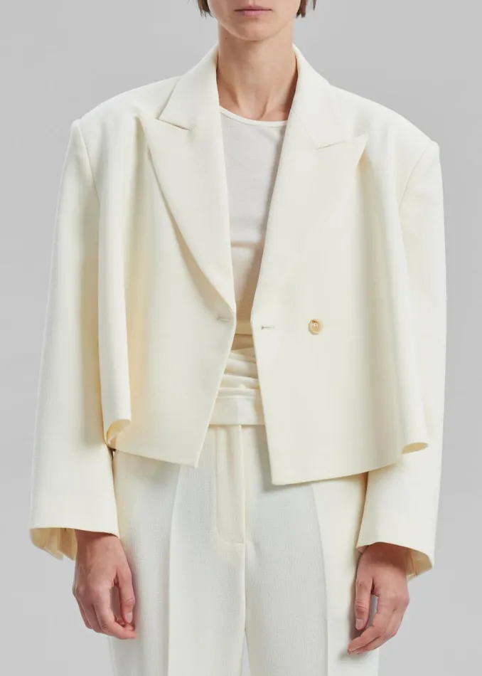 Women The Frankie Shop Outerwear Layne Cropped Blazer Off White