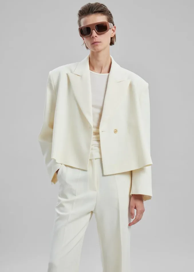 Women The Frankie Shop Outerwear Layne Cropped Blazer Off White