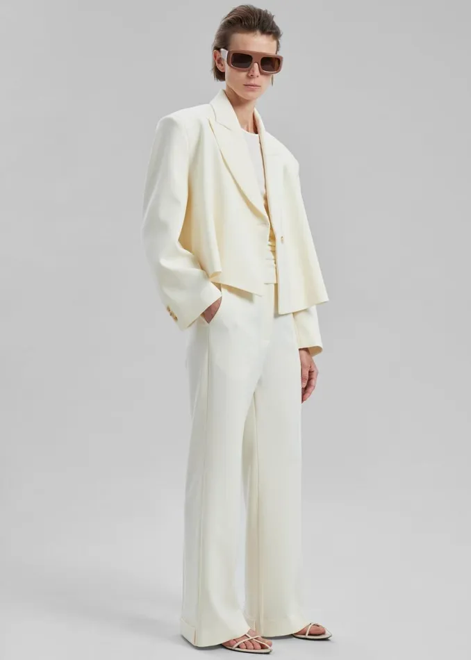 Women The Frankie Shop Outerwear Layne Cropped Blazer Off White