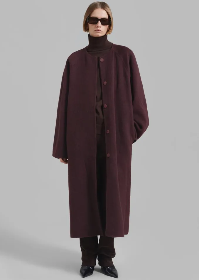 Women The Frankie Shop Outerwear Leon Wool Coat Burgundy
