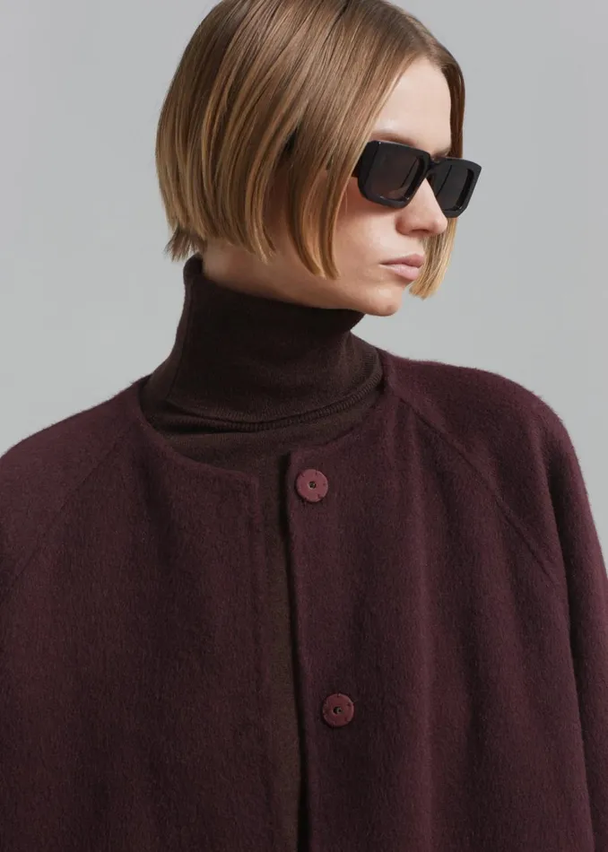 Women The Frankie Shop Outerwear Leon Wool Coat Burgundy