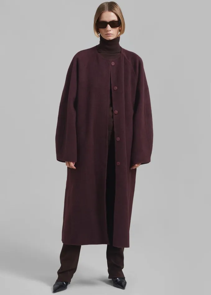 Women The Frankie Shop Outerwear Leon Wool Coat Burgundy