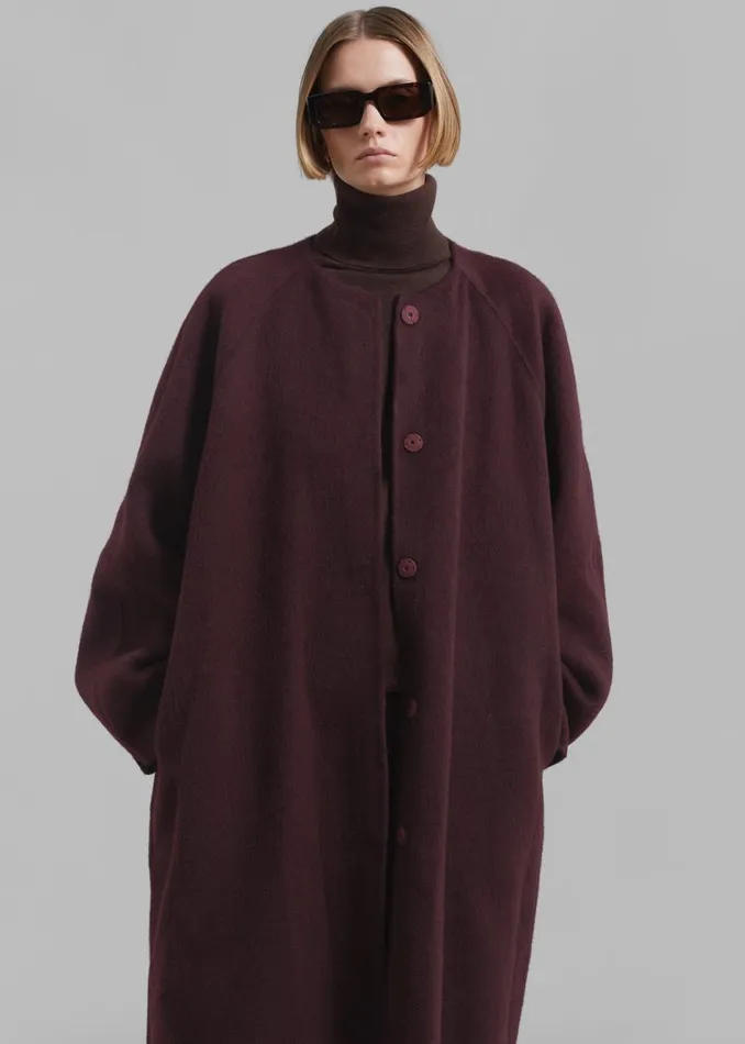Women The Frankie Shop Outerwear Leon Wool Coat Burgundy