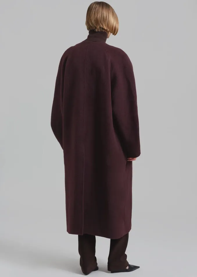 Women The Frankie Shop Outerwear Leon Wool Coat Burgundy