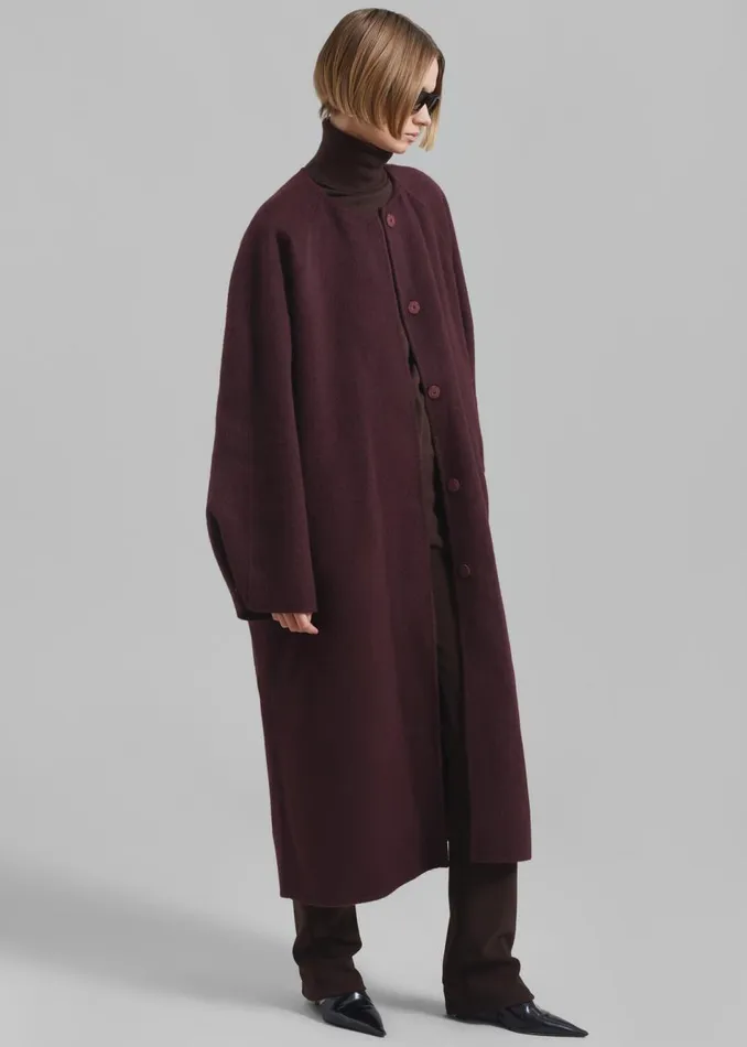 Women The Frankie Shop Outerwear Leon Wool Coat Burgundy