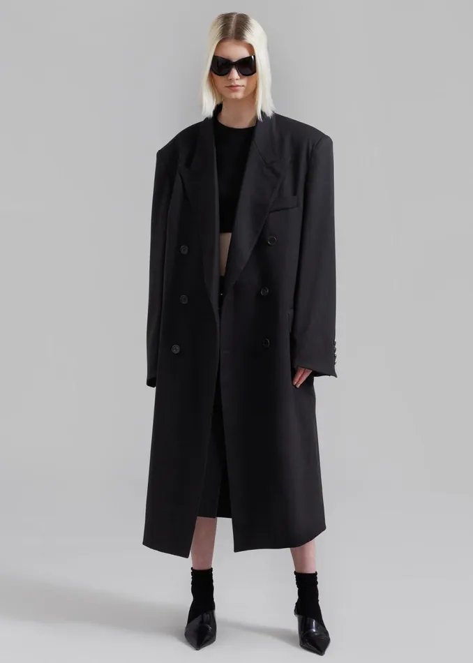 Women The Frankie Shop Outerwear London Double Breasted Coat Black