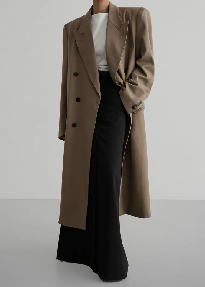 Women The Frankie Shop Outerwear London Double Breasted Coat Taupe