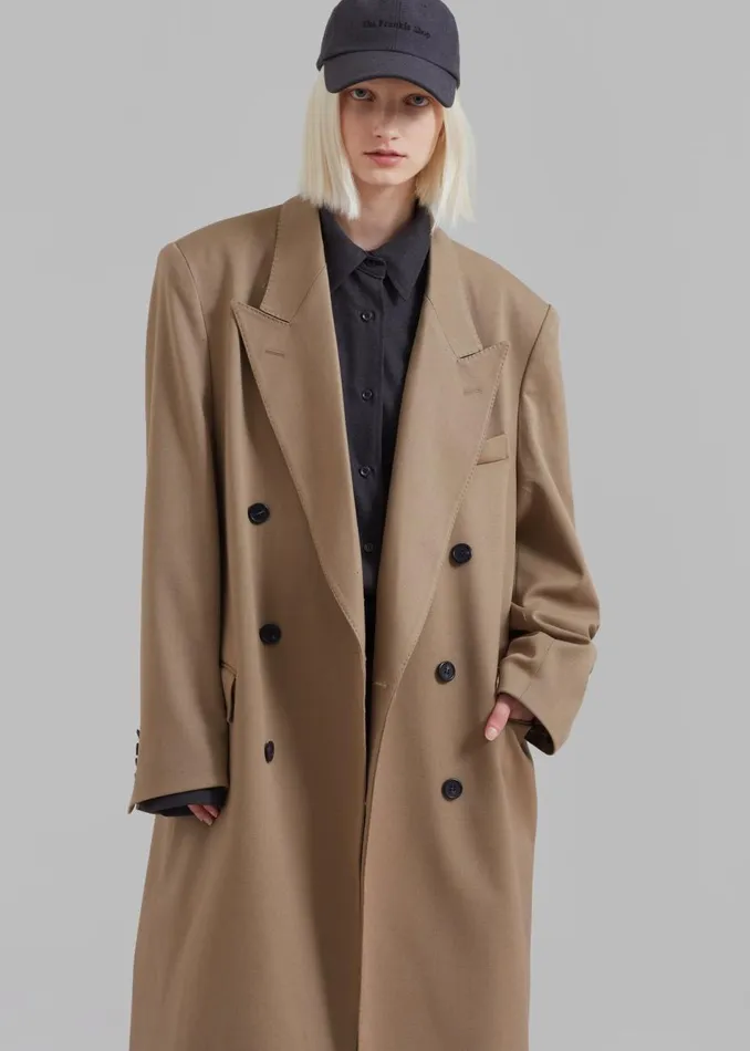 Women The Frankie Shop Outerwear London Double Breasted Coat Taupe