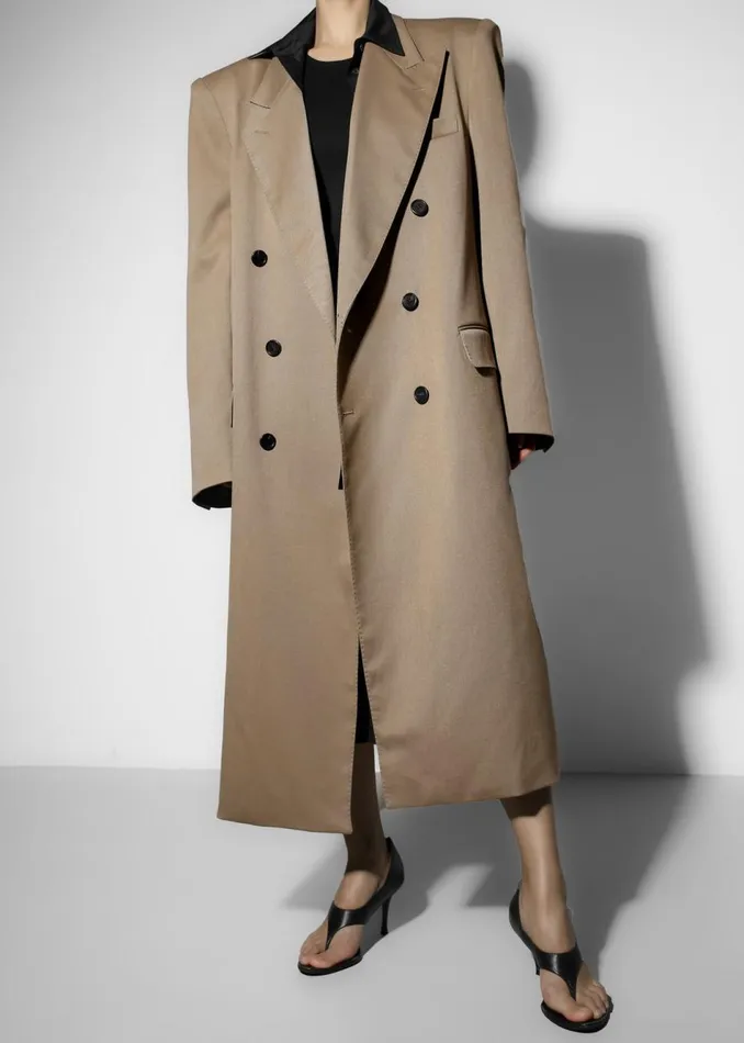 Women The Frankie Shop Outerwear London Double Breasted Coat Taupe