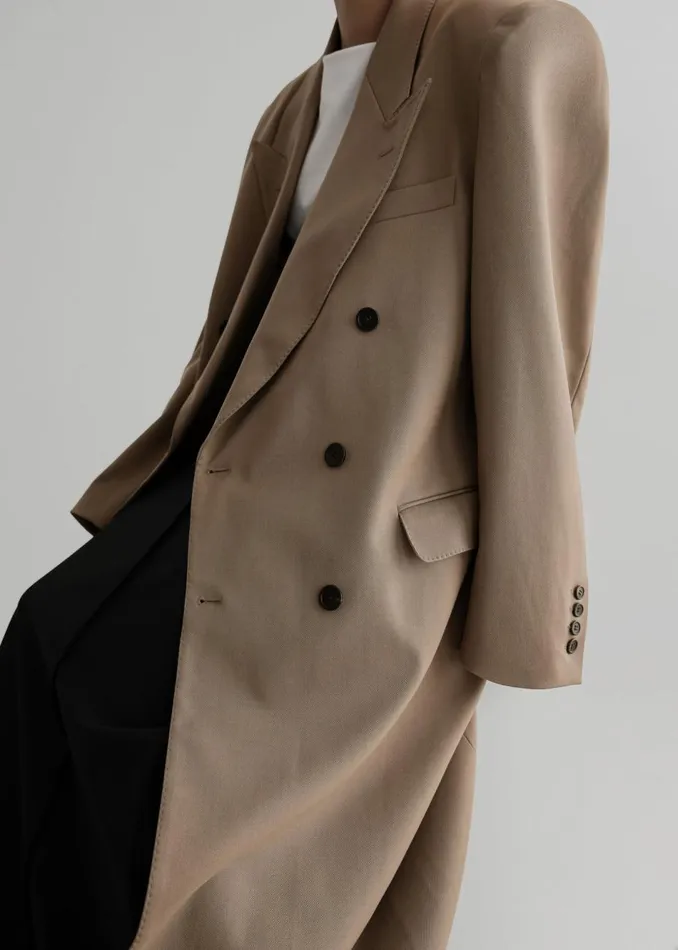 Women The Frankie Shop Outerwear London Double Breasted Coat Taupe