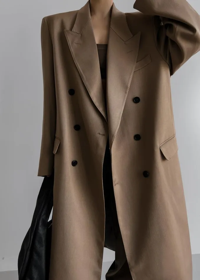 Women The Frankie Shop Outerwear London Double Breasted Coat Taupe
