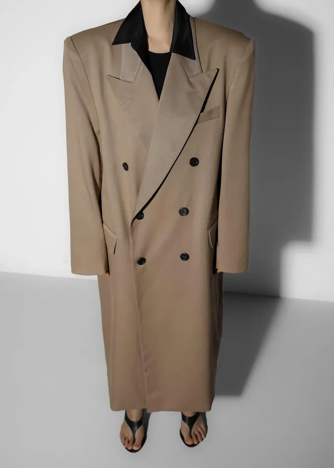 Women The Frankie Shop Outerwear London Double Breasted Coat Taupe