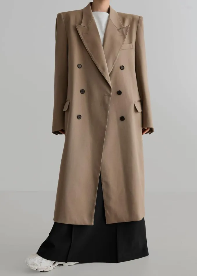 Women The Frankie Shop Outerwear London Double Breasted Coat Taupe