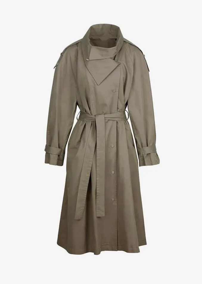 Women The Frankie Shop Outerwear Lottie Wing Collar Trench Coat Olive