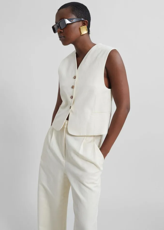 Women The Frankie Shop Outerwear Loulou Studio Iba Vest Frost Ivory