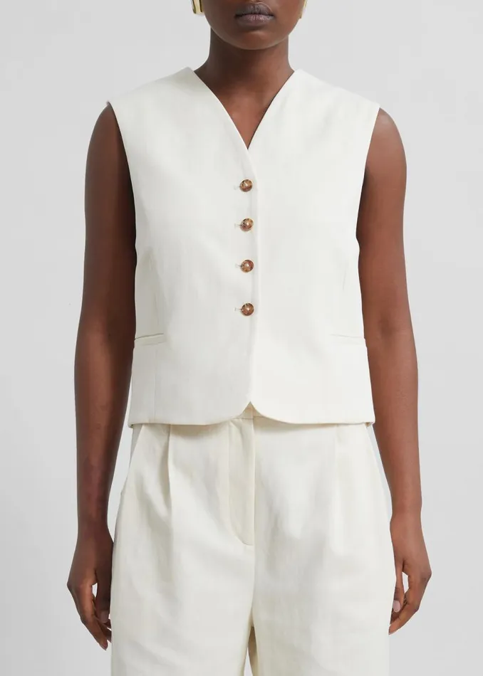Women The Frankie Shop Outerwear Loulou Studio Iba Vest Frost Ivory