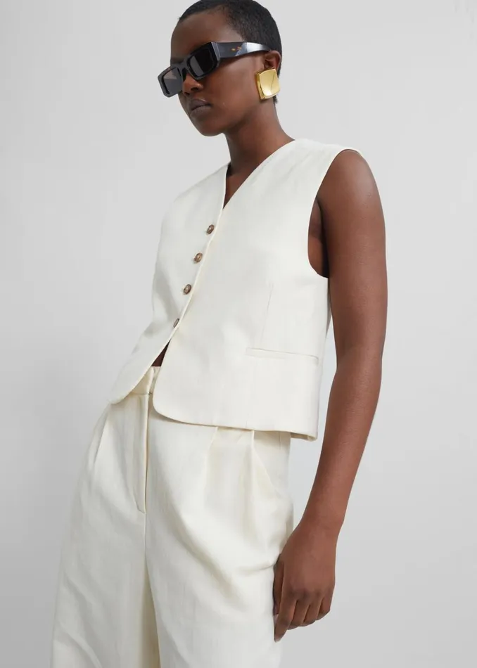 Women The Frankie Shop Outerwear Loulou Studio Iba Vest Frost Ivory