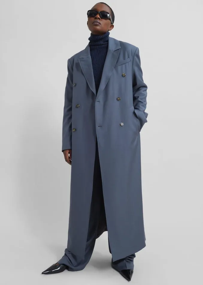 Women The Frankie Shop Outerwear Loulou Studio Maisun Long Coat Fjord Grey