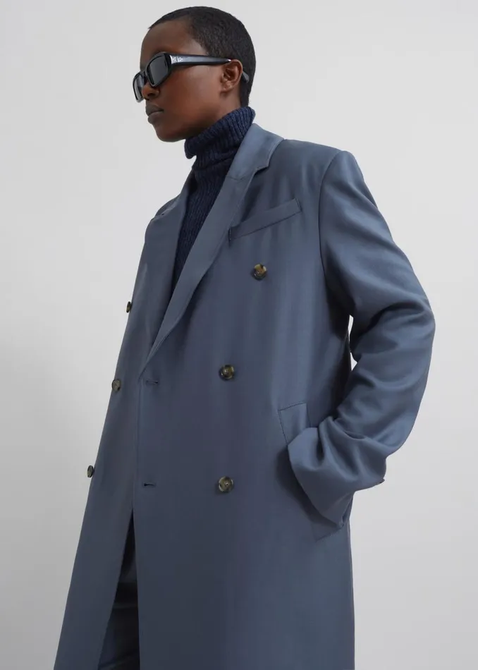 Women The Frankie Shop Outerwear Loulou Studio Maisun Long Coat Fjord Grey