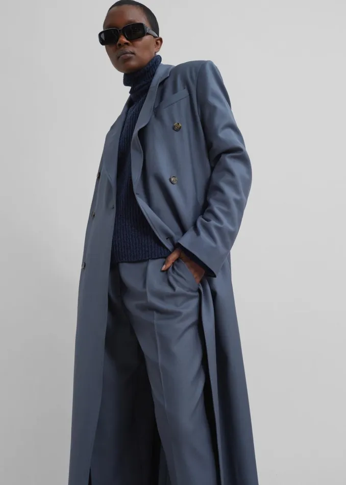 Women The Frankie Shop Outerwear Loulou Studio Maisun Long Coat Fjord Grey