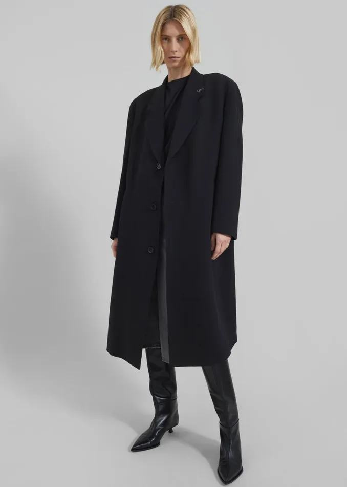 Women The Frankie Shop Outerwear Low Classic Classic Long Coat Black