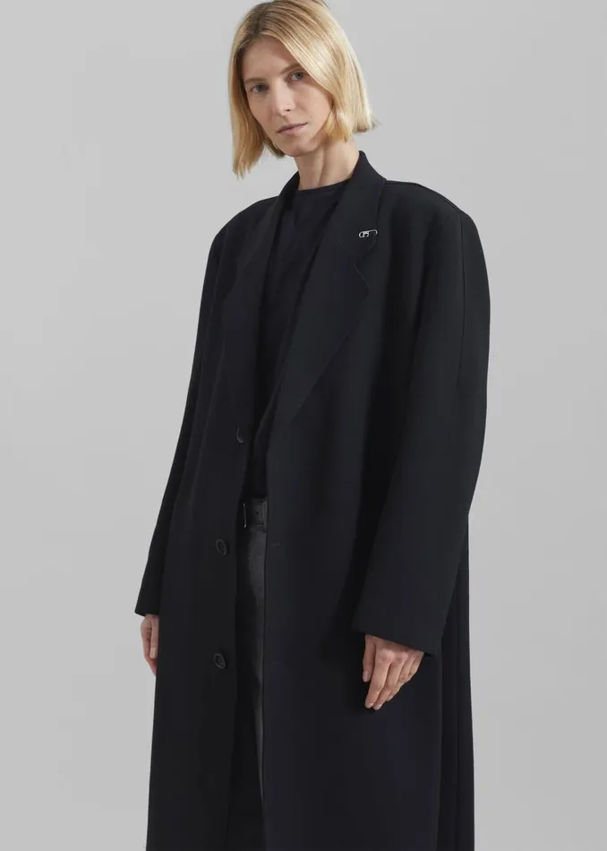 Women The Frankie Shop Outerwear Low Classic Classic Long Coat Black