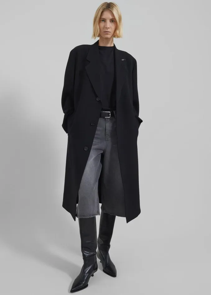 Women The Frankie Shop Outerwear Low Classic Classic Long Coat Black