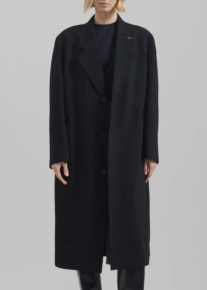 Women The Frankie Shop Outerwear Low Classic Classic Long Coat Black