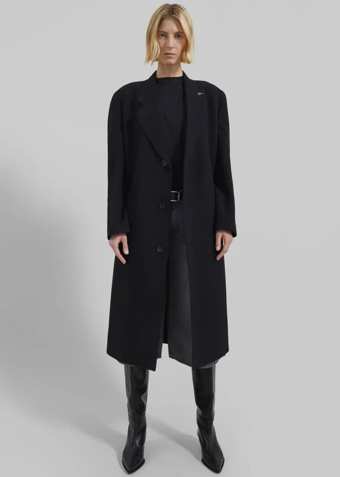 Women The Frankie Shop Outerwear Low Classic Classic Long Coat Black