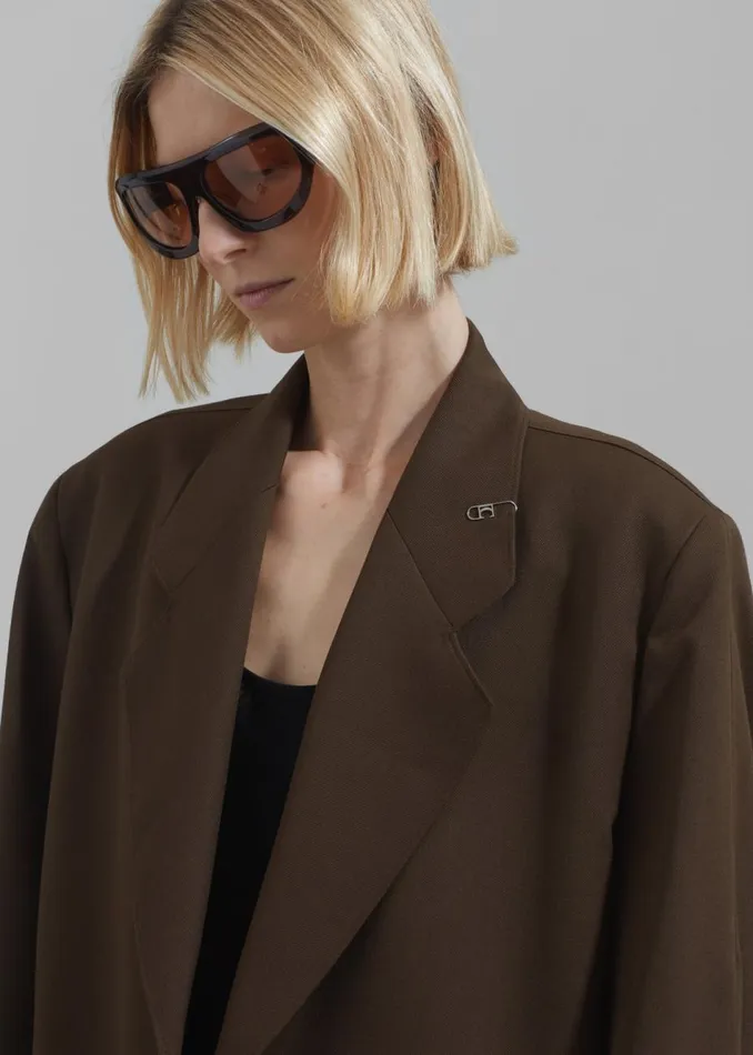 Women The Frankie Shop Outerwear Low Classic Classic Long Coat Khaki