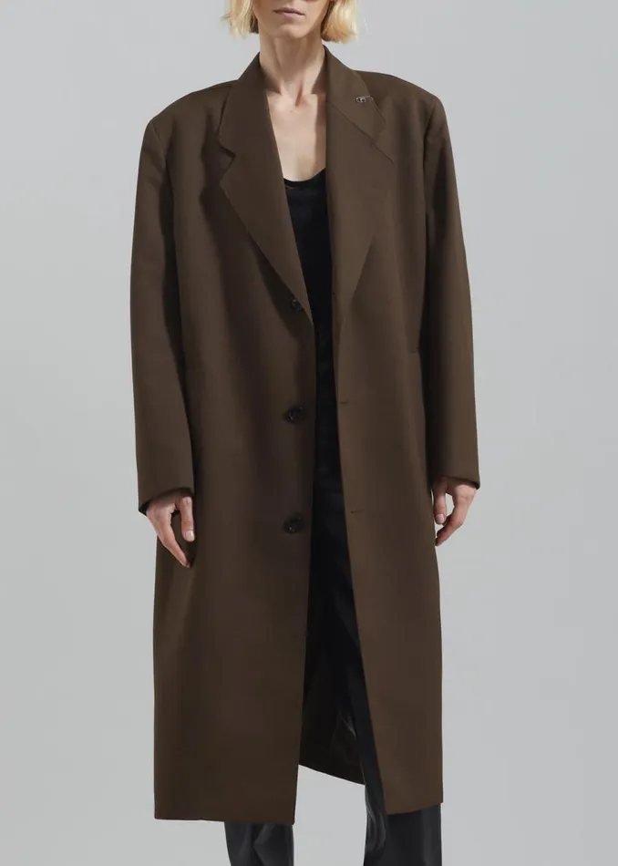 Women The Frankie Shop Outerwear Low Classic Classic Long Coat Khaki