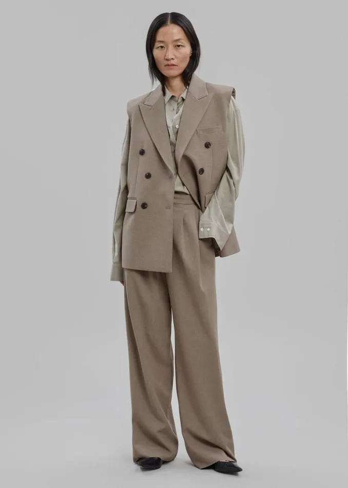 Women The Frankie Shop Outerwear Luxor Double Breasted Vest Taupe
