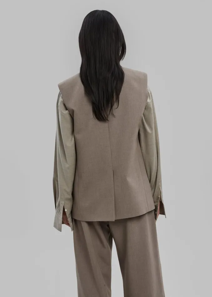 Women The Frankie Shop Outerwear Luxor Double Breasted Vest Taupe