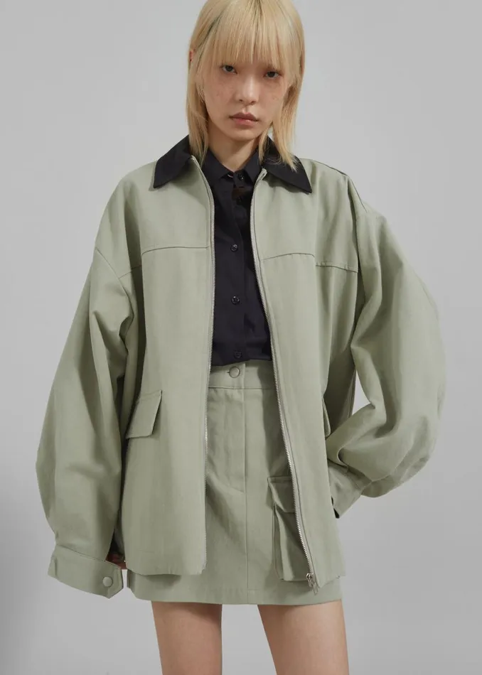 Women The Frankie Shop Outerwear Malia Utility Jacket Khaki