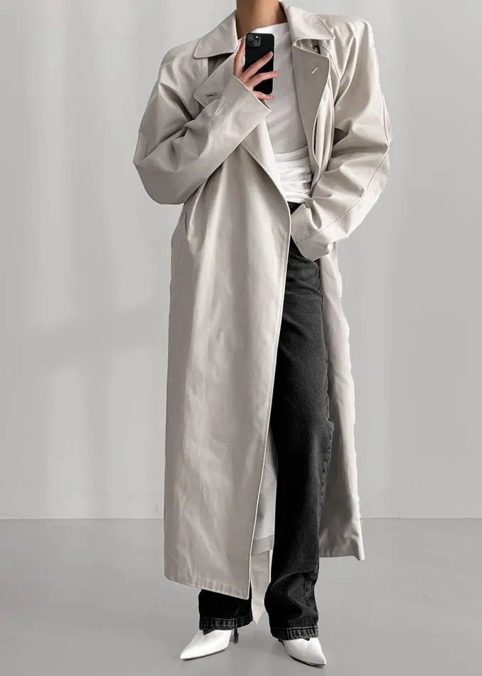 Women The Frankie Shop Outerwear Marisol Box Shoulder Trench Bone