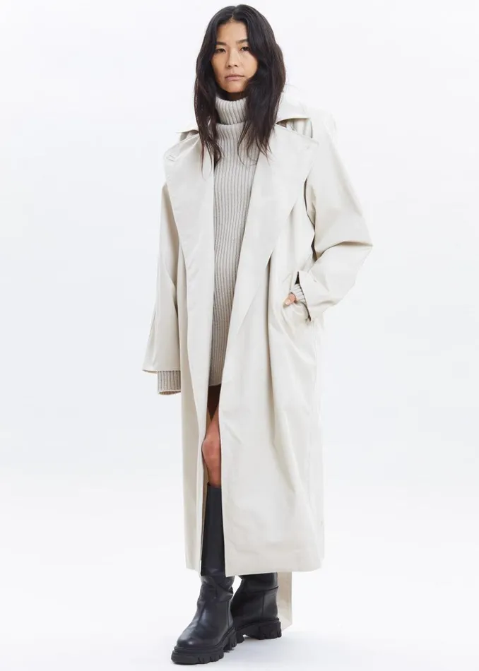Women The Frankie Shop Outerwear Marisol Box Shoulder Trench Bone