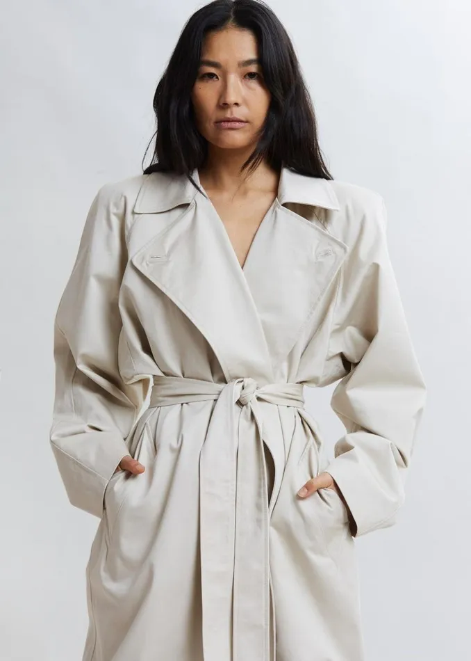 Women The Frankie Shop Outerwear Marisol Box Shoulder Trench Bone