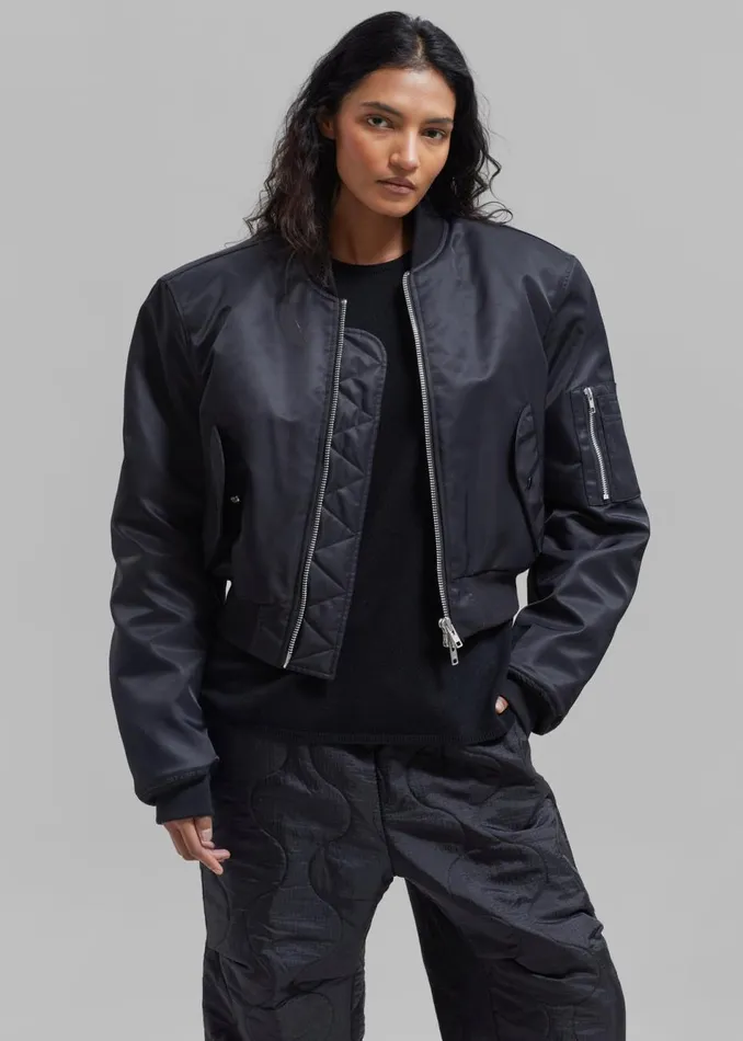 Women The Frankie Shop Outerwear Mati Cropped Padded Bomber Black