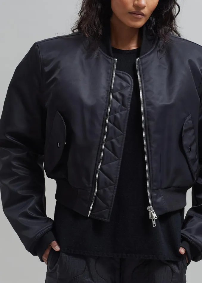 Women The Frankie Shop Outerwear Mati Cropped Padded Bomber Black