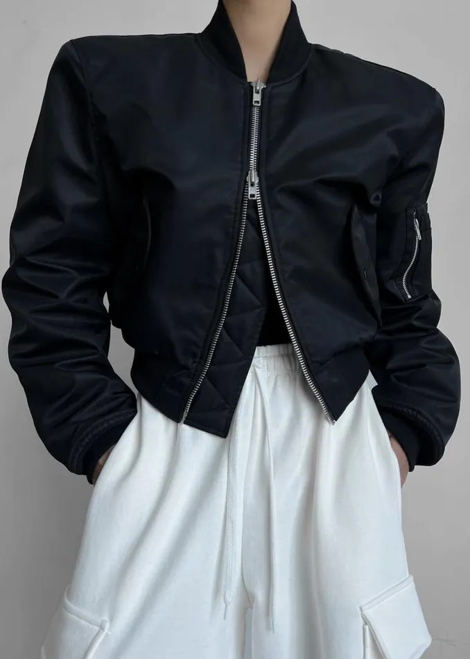 Women The Frankie Shop Outerwear Mati Cropped Padded Bomber Black