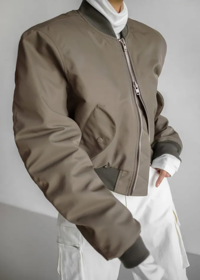 Women The Frankie Shop Outerwear Mati Cropped Padded Bomber Olive