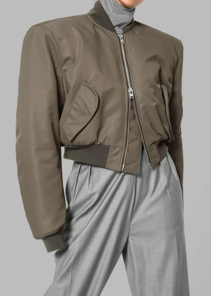 Women The Frankie Shop Outerwear Mati Cropped Padded Bomber Olive