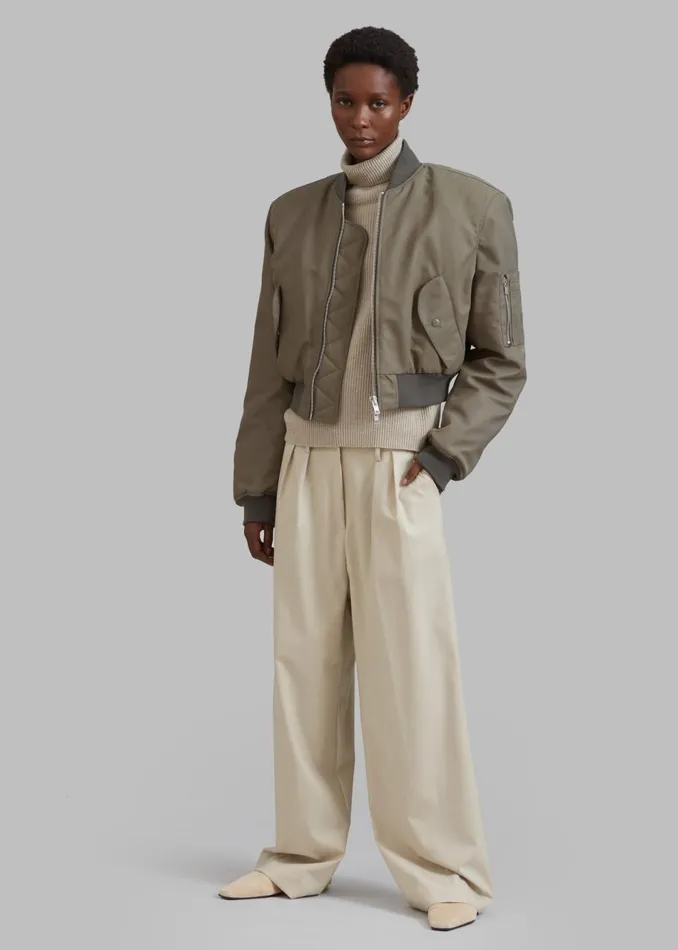 Women The Frankie Shop Outerwear Mati Cropped Padded Bomber Olive