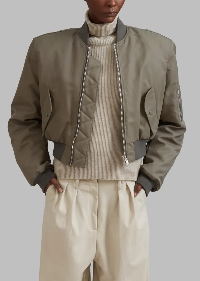Women The Frankie Shop Outerwear Mati Cropped Padded Bomber Olive