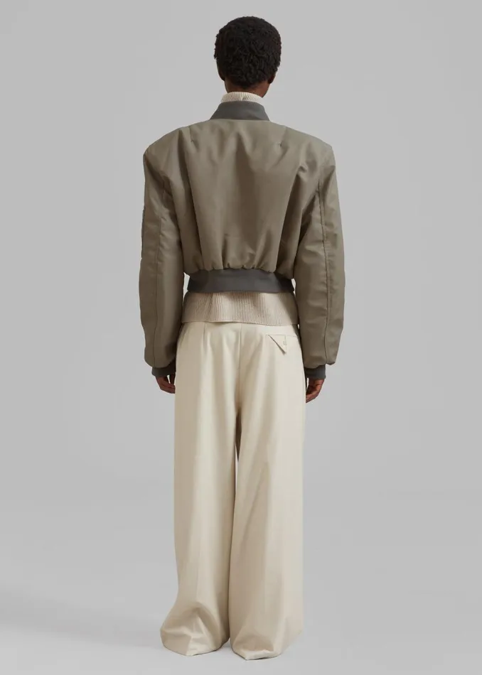 Women The Frankie Shop Outerwear Mati Cropped Padded Bomber Olive