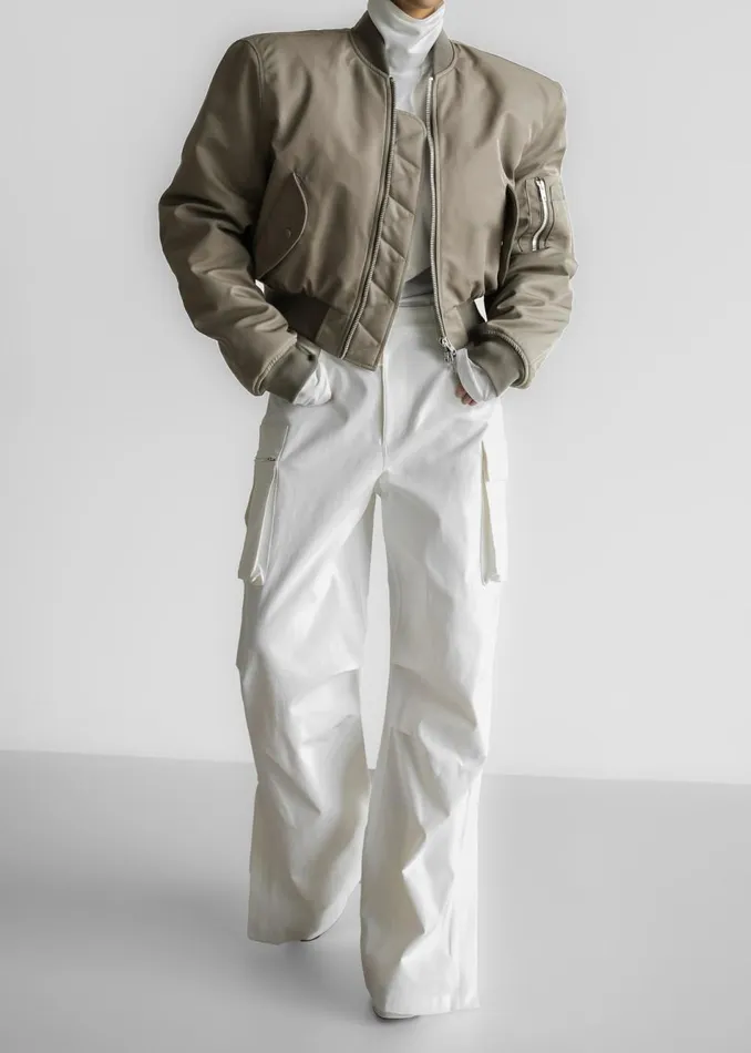Women The Frankie Shop Outerwear Mati Cropped Padded Bomber Olive