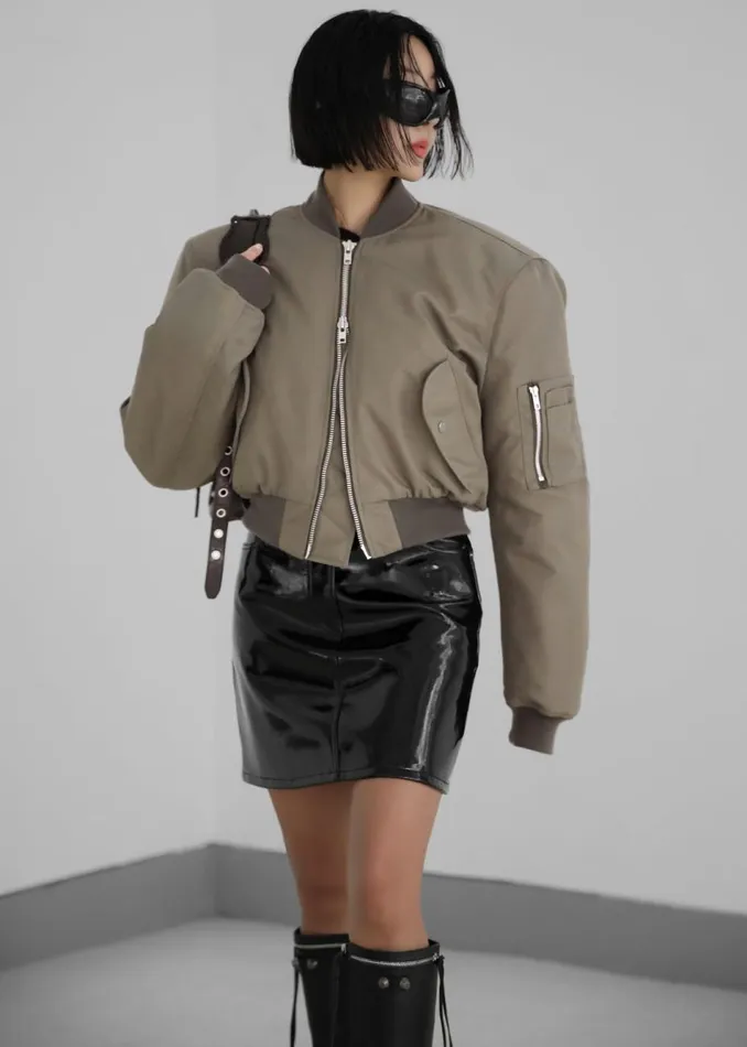 Women The Frankie Shop Outerwear Mati Cropped Padded Bomber Olive